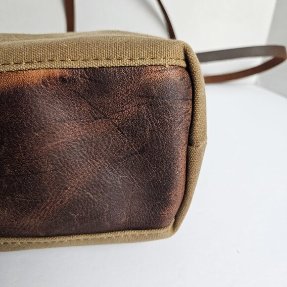 Canvas Shoulder Bag In Blue Waxed Canvas Farmers Market Tote Shoulder Bag - Picture 9 of 16